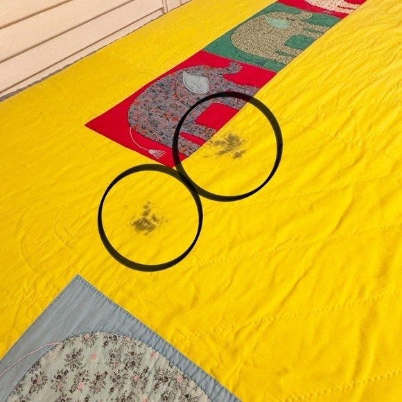 Vtg Hand Crafted Bright Primary Color Quilt Elephants Noah’s Ark Hand Appliqué - Picture 12 of 15